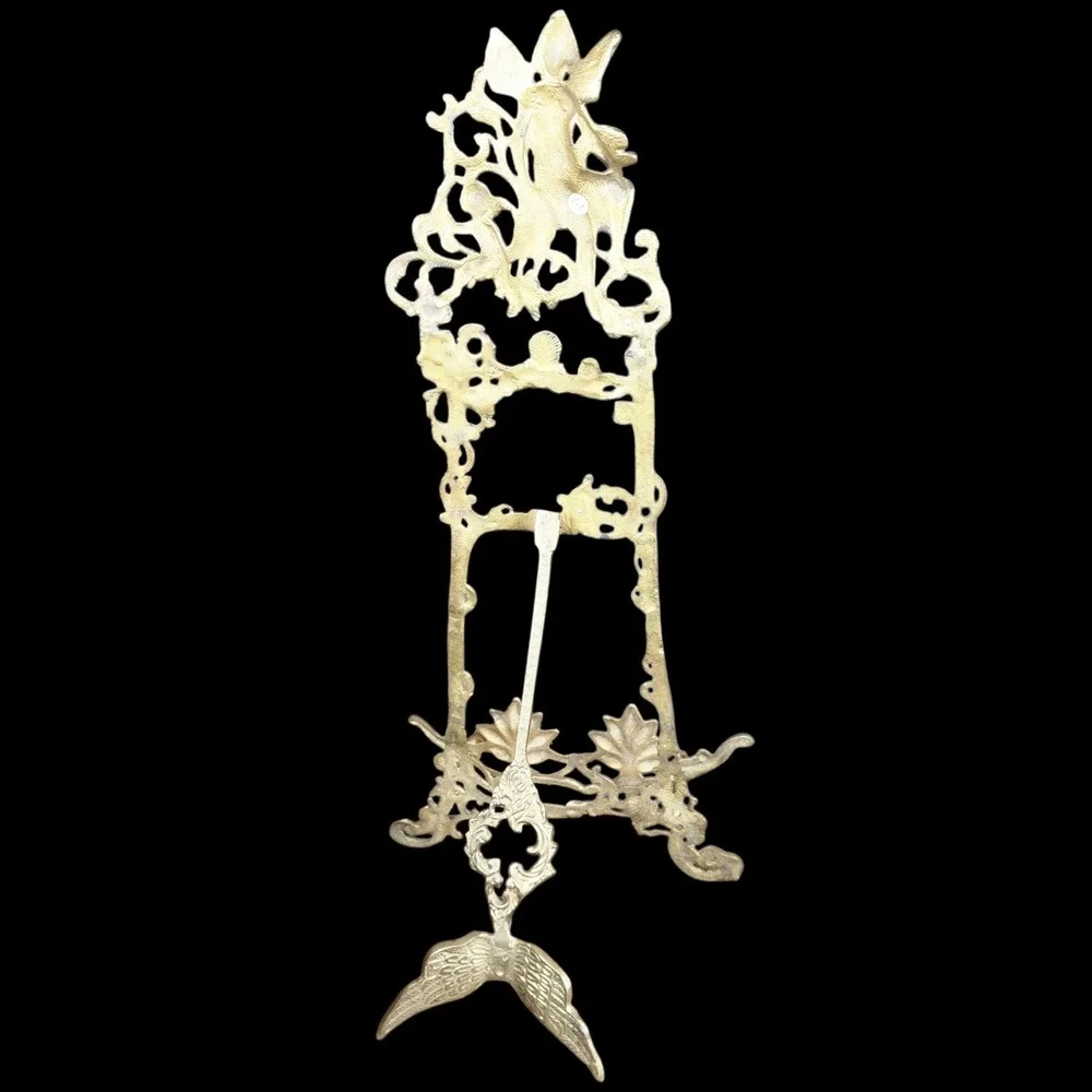 Vtg Brass Easel Fairy Angel Large 24in Eclectic Antique